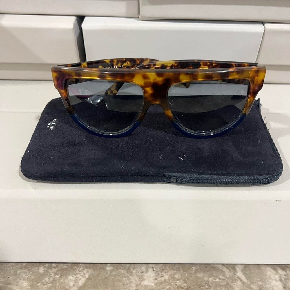 CELINE FLATTOP TWO TONE SHIELD SUNGLASSES